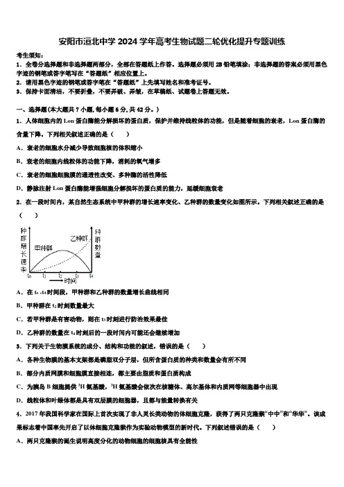 安阳市洹北中学2024学年高考生物试题二轮优化提升专题训练含解析