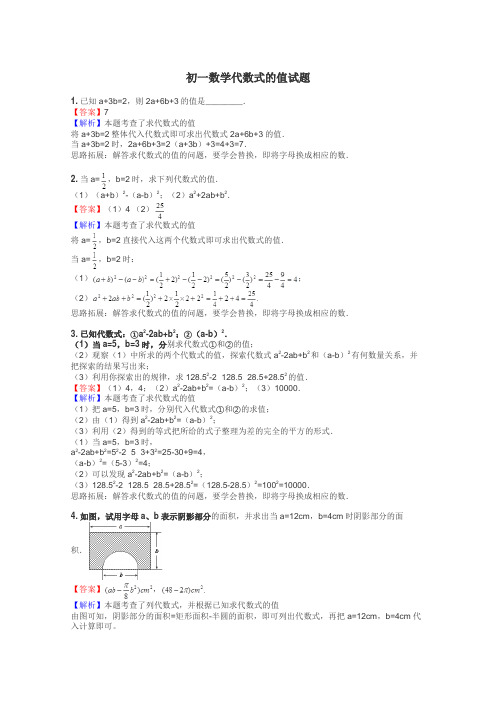 初一数学代数式的值试题
