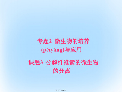 高中生物专题2微生物的培养与应用课题3分解纤维素的微生物的分离课件新人教版选修1
