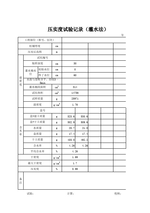 压实度试验灌水法