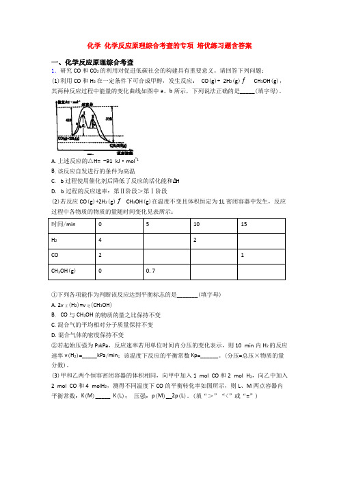 化学 化学反应原理综合考查的专项 培优练习题含答案