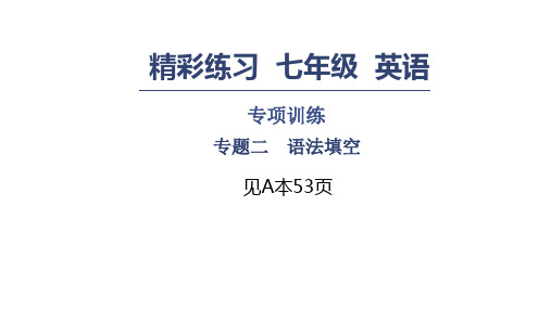 人教版七年级英语上册习题课件：专项训练 专题二 语法填空 (共27张PPT)