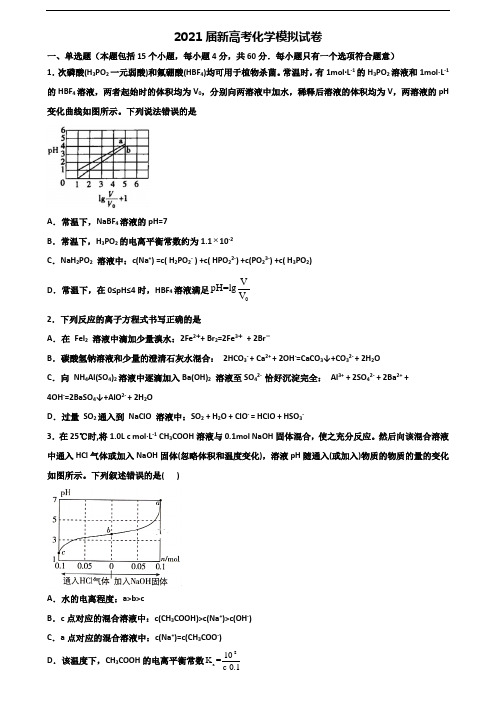 2020福州市名校高考化学学业水平测试试题