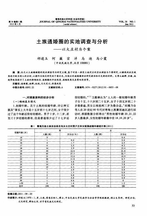 土族通婚圈的实地调查与分析——以大庄村为个案