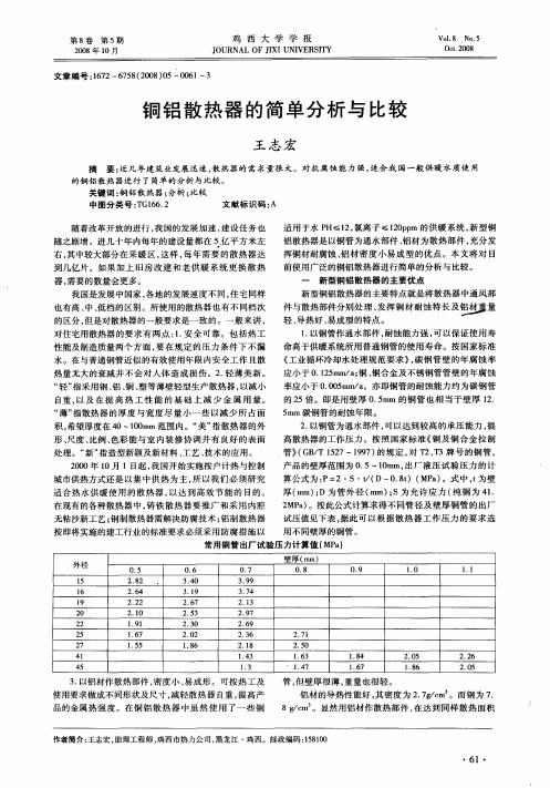 铜铝散热器的简单分析与比较