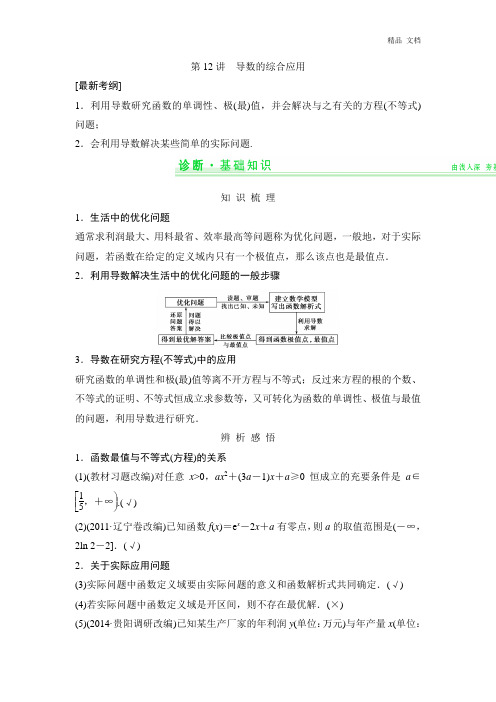 一轮复习配套讲义：第2篇 第12讲 导数的综合应用