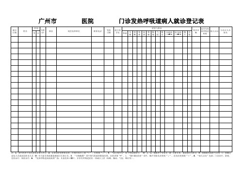 门诊日志传染病登记发热病人腹泻病人登记表(空白)