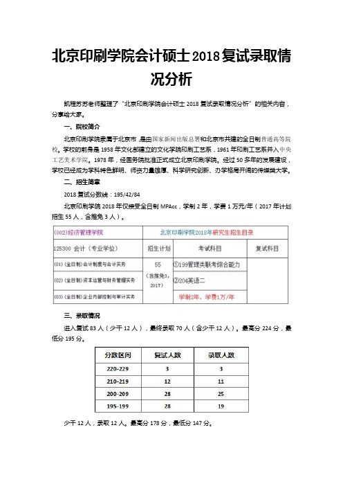 北京印刷学院会计硕士2018复试录取情况分析