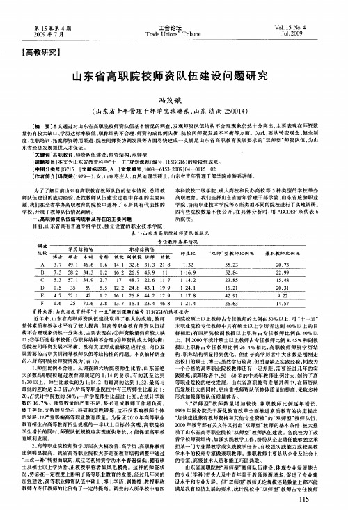 山东省高职院校师资队伍建设问题研究