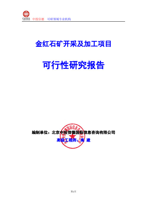 金红石矿开采及加工项目可行性研究报告编写格式及参考(模板word)