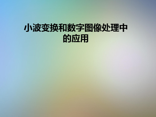 小波变换和数字图像处理中的应用