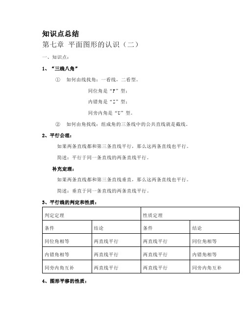 苏教版七年级数学下册知识点总结(苏科版)