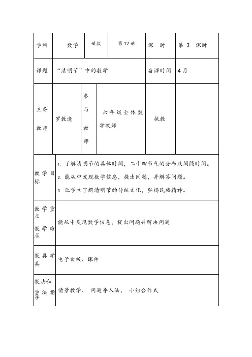 “清明节”中的数学