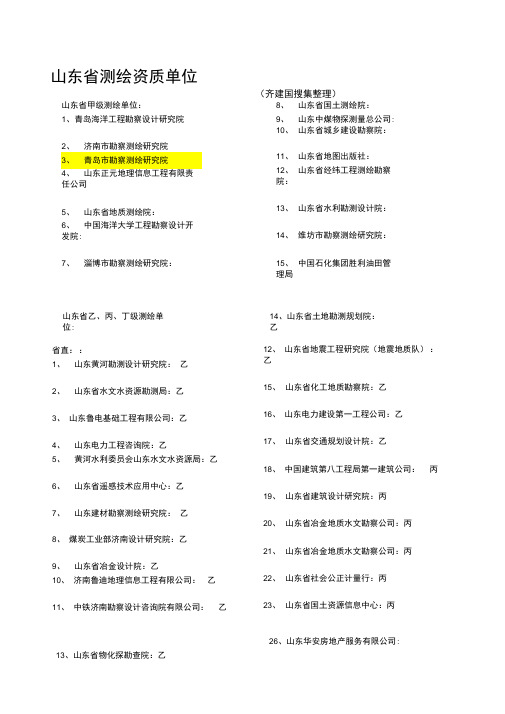 山东省资质测绘单位