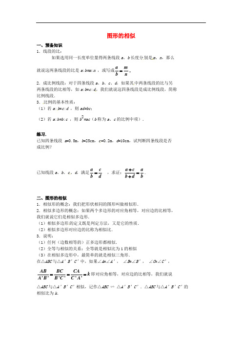 北京市第四中2017年中考数学冲刺复习专题训练相似第1讲图形的相似