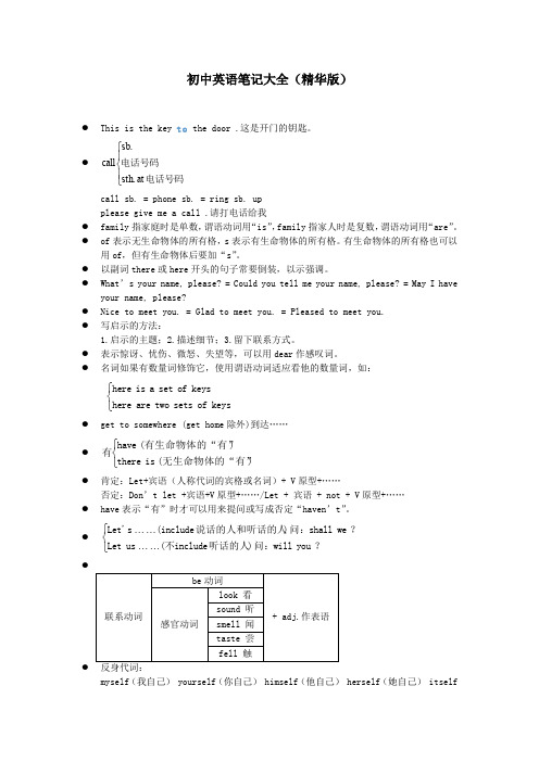 初中英语笔记(精华版)