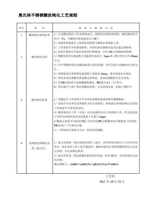 不锈钢酸洗钝化规程