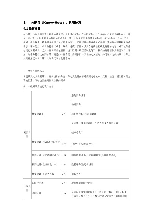 概要设计、详细设计(三)关键点(Know-How)、运用技巧