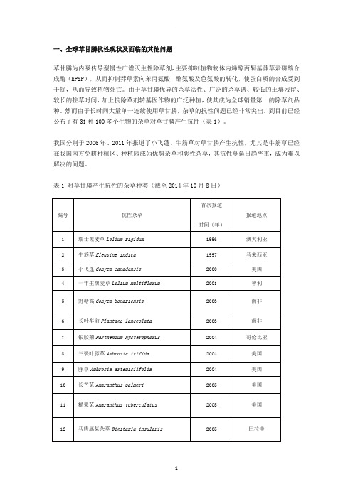 草甘膦抗性综述