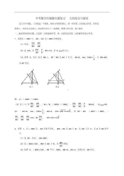 中考数学压轴题专题复习几何综合与探究