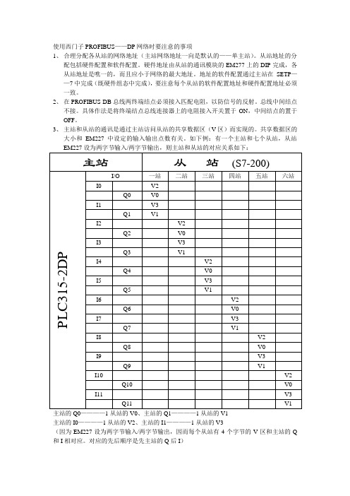 使用PROFIBUS—DP网络时要注意的事项