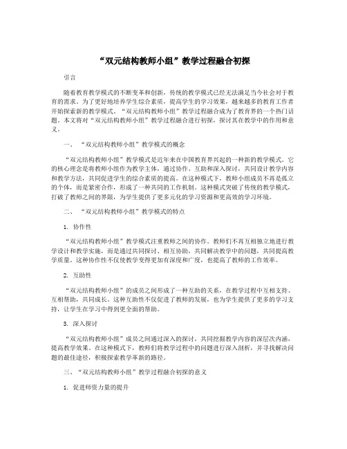 “双元结构教师小组”教学过程融合初探