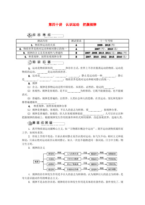 江苏省2018版高中政治学业水平测试复习 第四十讲 认识运动 把握规律讲解 新人教版必修4