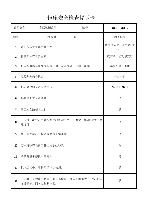 安全检查提示卡(一法三卡)