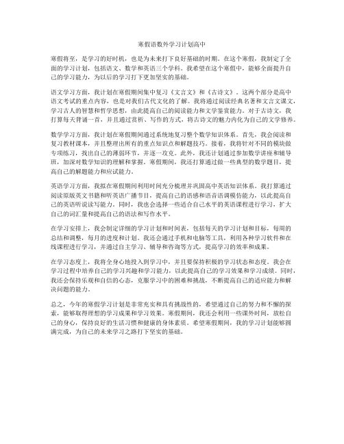 寒假语数外学习计划高中