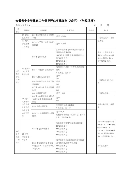 中小学体育卫生艺术教育检查表