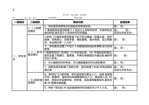 中小学(幼儿园)自查表