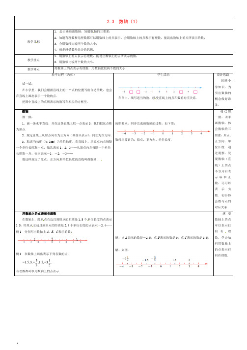 【苏科版】初中数学七年级上册《2.3 数轴》教案 (1)【精品】.doc