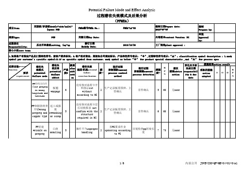 PCB压合开料叠板PFMEA分析范例