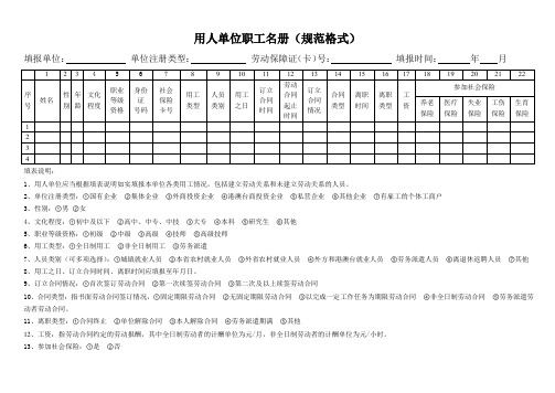 用人单位职工名册(规范格式)