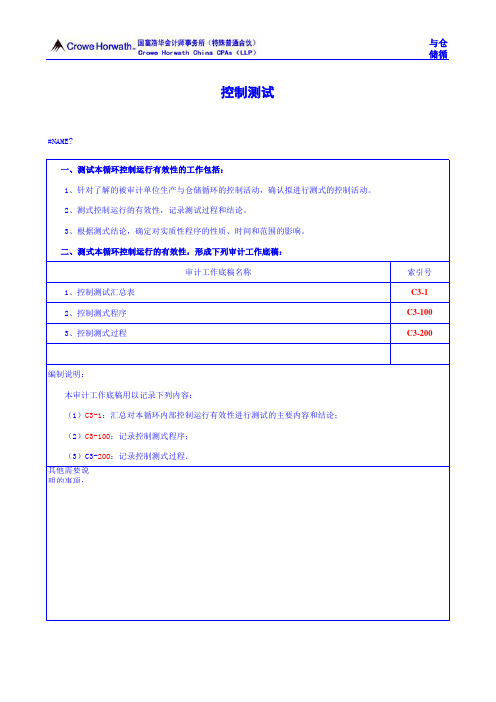 C3 生产与仓储循环的控制测试