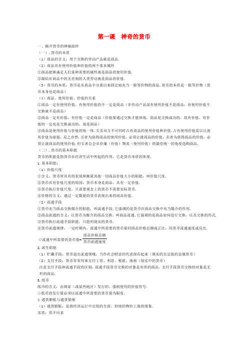 最新-高中政治 经济生活复习提纲 新人教版必修1 精品