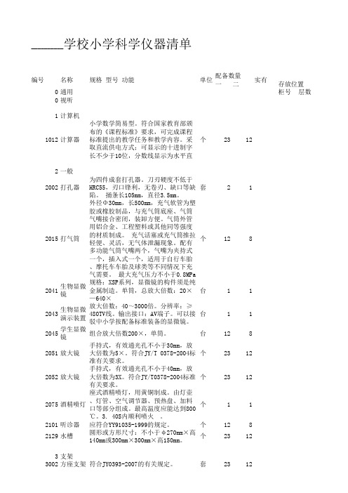 小学数学、科学仪器表