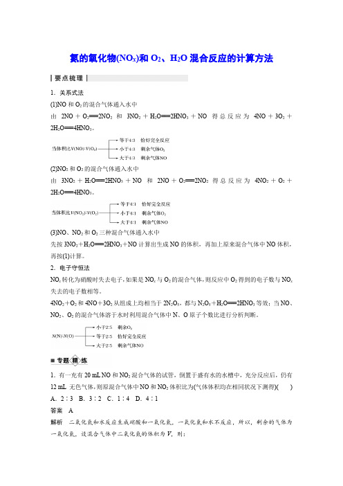 氮的氧化物(NOx)和O2、H2O混合反应的计算方法