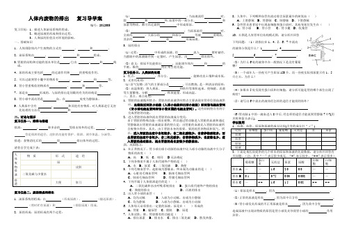 人体内废物的排出 复习导学案