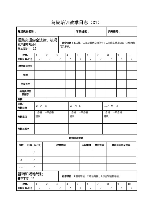 驾驶培训教学日志 (1)