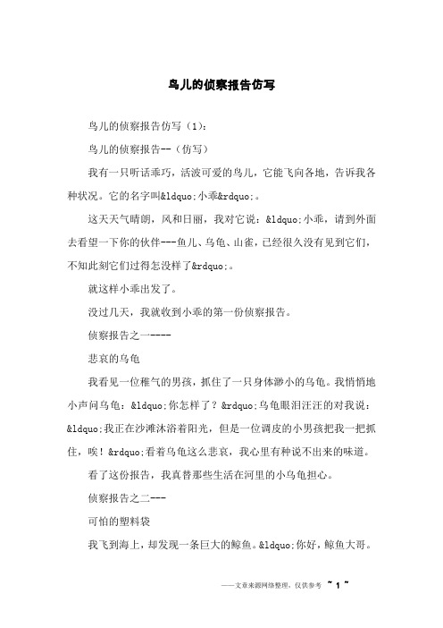 鸟儿的侦察报告仿写