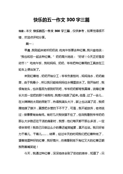 快乐的五一作文300字三篇