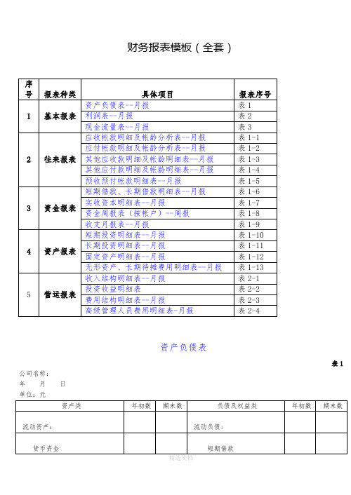 财务报表模板(全套)