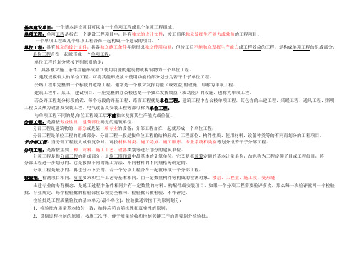 市政工程各个单位、分部分项等工程划分表(全套)