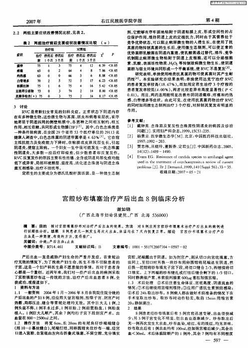 宫腔纱布填塞治疗产后出血8例临床分析