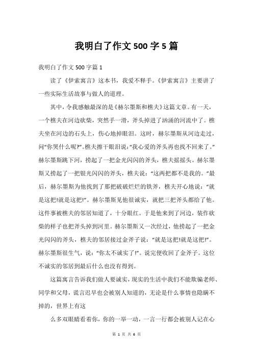 我明白了作文500字5篇