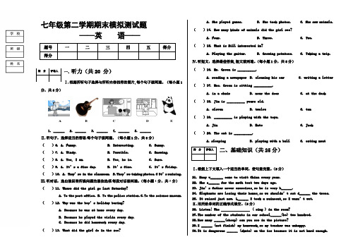 人教版七年英语 下册  期末模拟测试题(含答案)