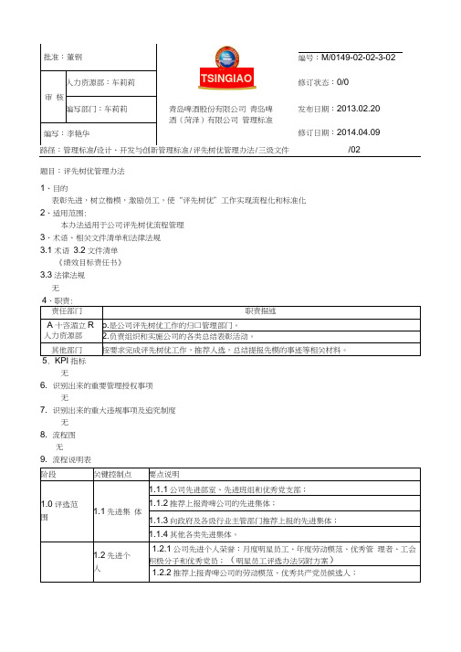 评先树优管理办法