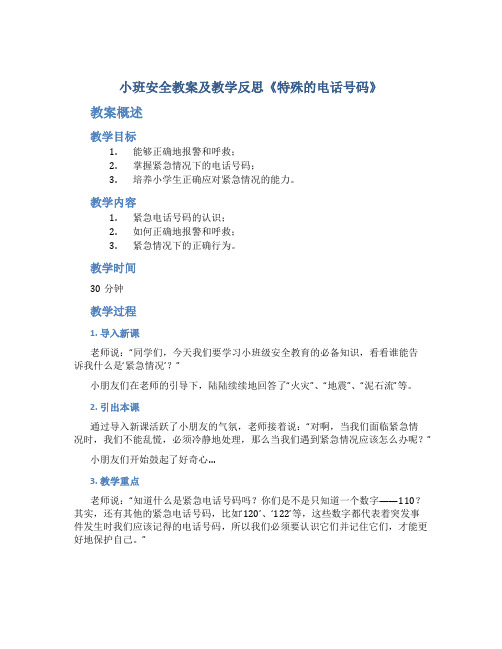 小班安全教案及教学反思《特殊的电话号码》