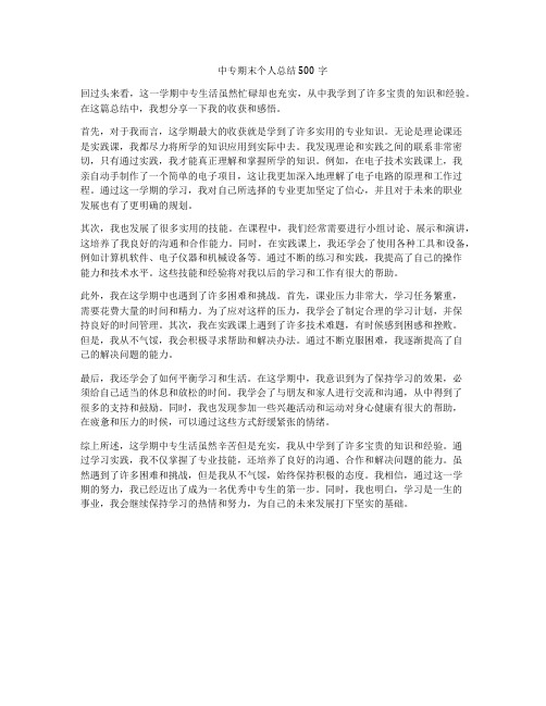 中专期末个人总结500字